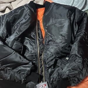 Rothco Black MA-1 Flight Jacket with Orange Accents